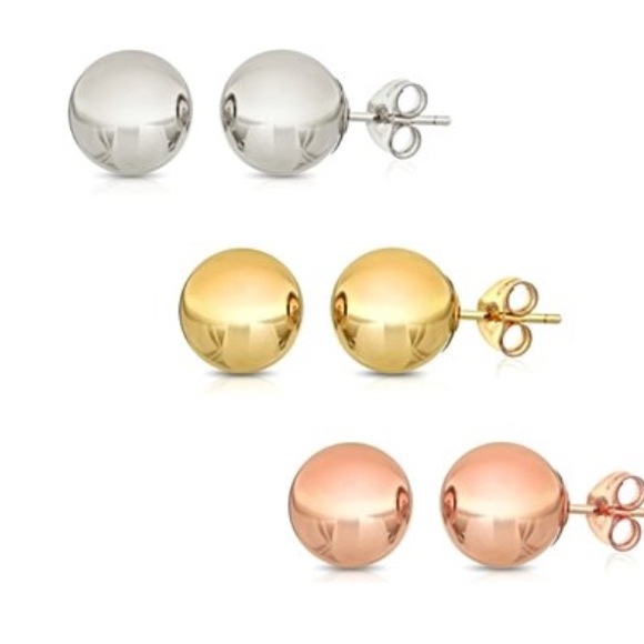 MERAKi Diamonds Jewelry - 7mm Solid 14k Yellow Rose or White Gold Ball Studs